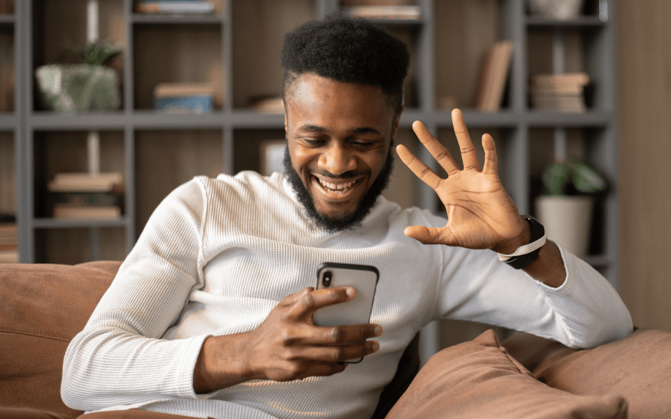 African American Man Saying Hi to His Filipina Online Date