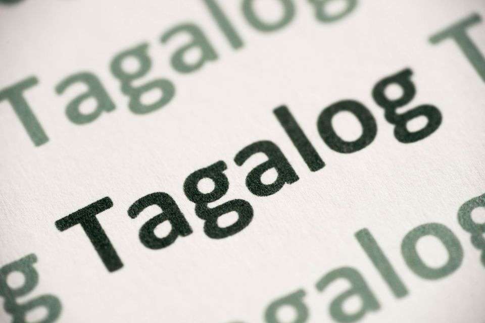 Close Up of the Word Tagalog Printed on Paper
