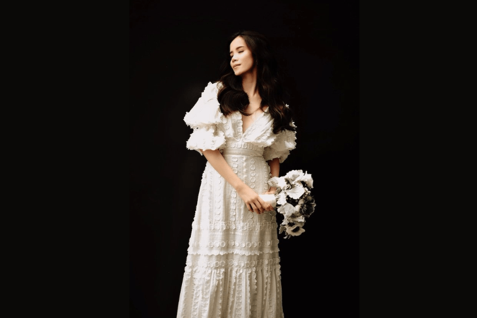 Traditional Filipina Woman in White 