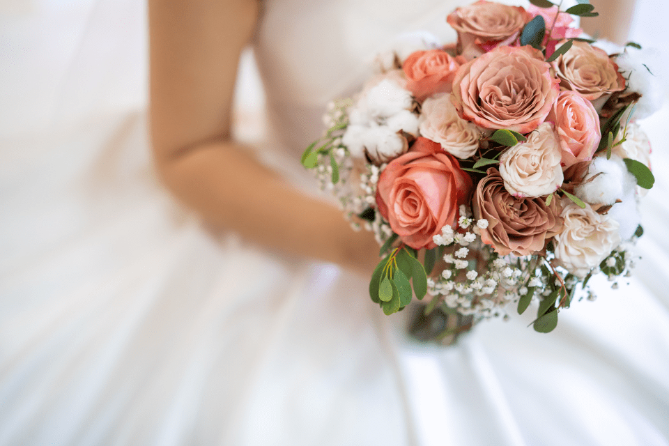 Filipina Bride with Flower Bouquet