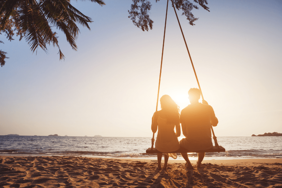 Silhouette of a Couple During Courtship 