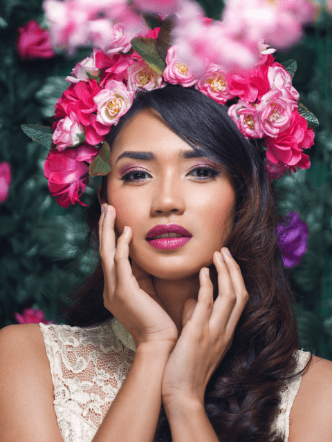 Beautiful Filipino Woman Posing Amidst Roses