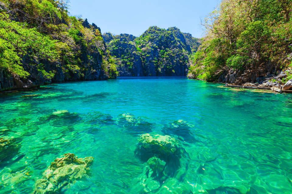 Kayangan Lake is a stunning freshwater lake located in Coron Island, Palawan, Philippines. It is known for its crystal-clear waters, limestone cliffs, and lush vegetation.