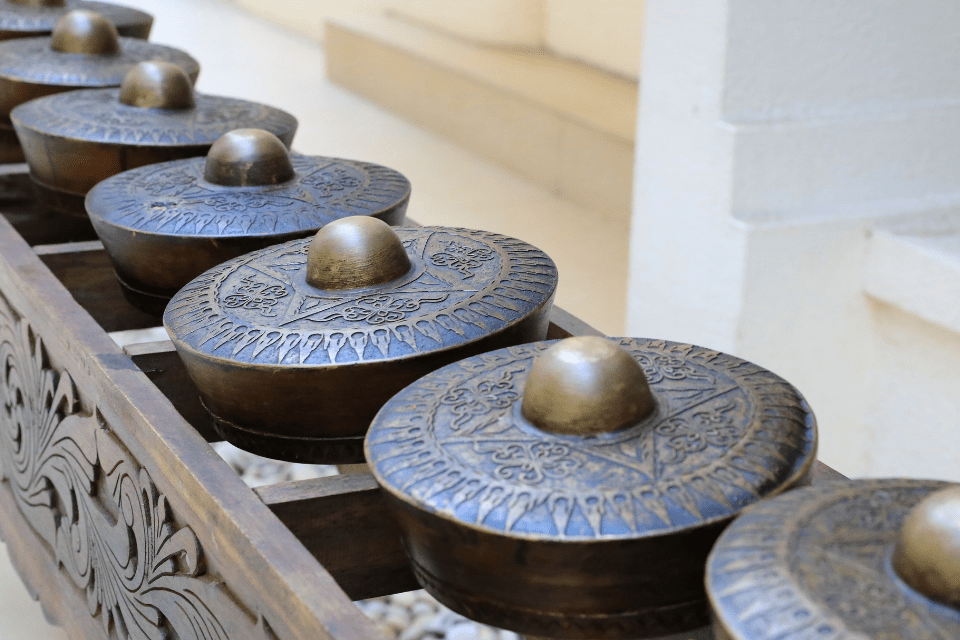 The kulintang is a musical instrument from Cebu, Philippines. It is a type of gong chime instrument that is made up of a set of eight to ten bronze gongs that are suspended on a wooden frame.