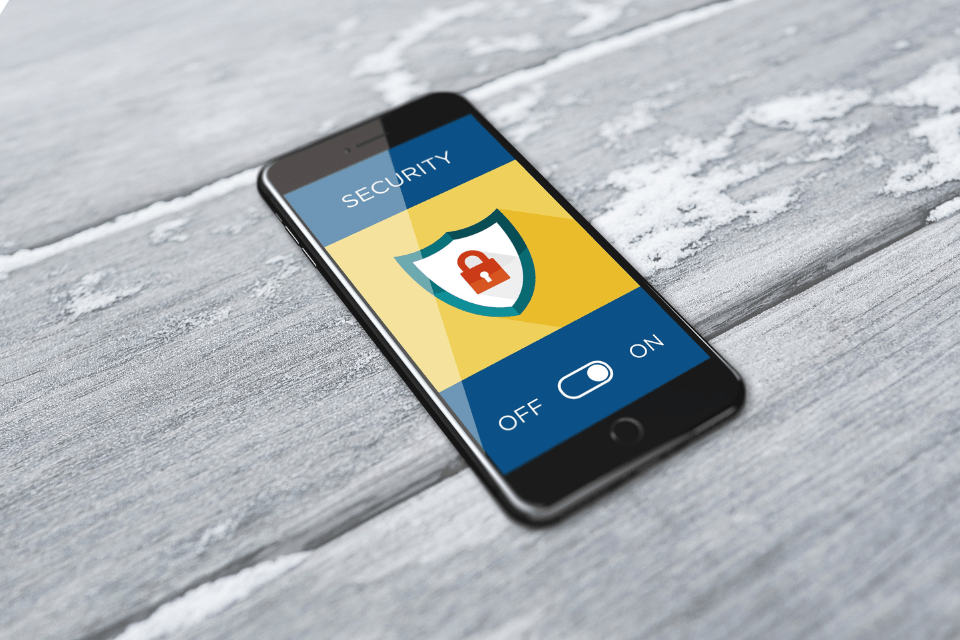 Smart phone showing activated online security.