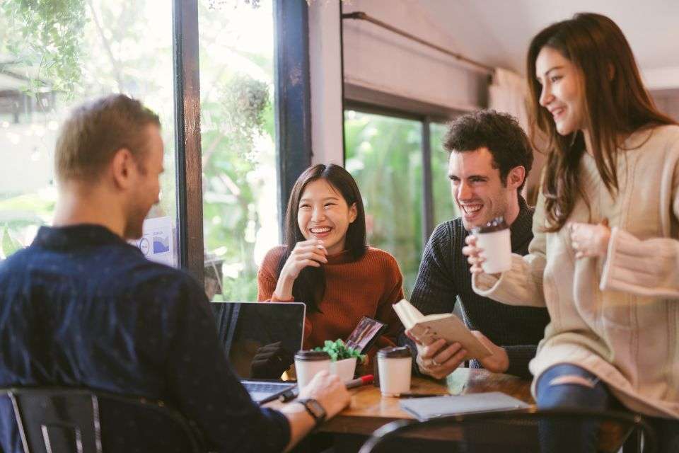 Singles Hanging Out at a Coffee Shop
